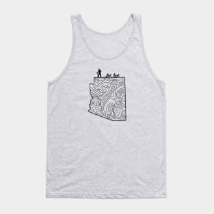 Get Lost Hiking Topographic Art Hike Arizona State Map Tank Top